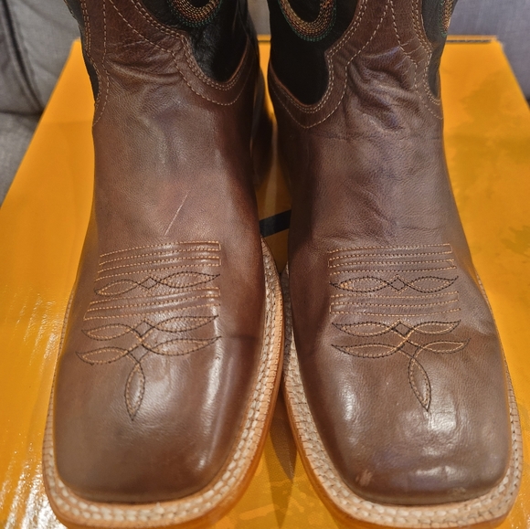 R. Watson Antique Miel Goat Black Square Toe Boots RW8003-2 Mens - Picture 10 of 12